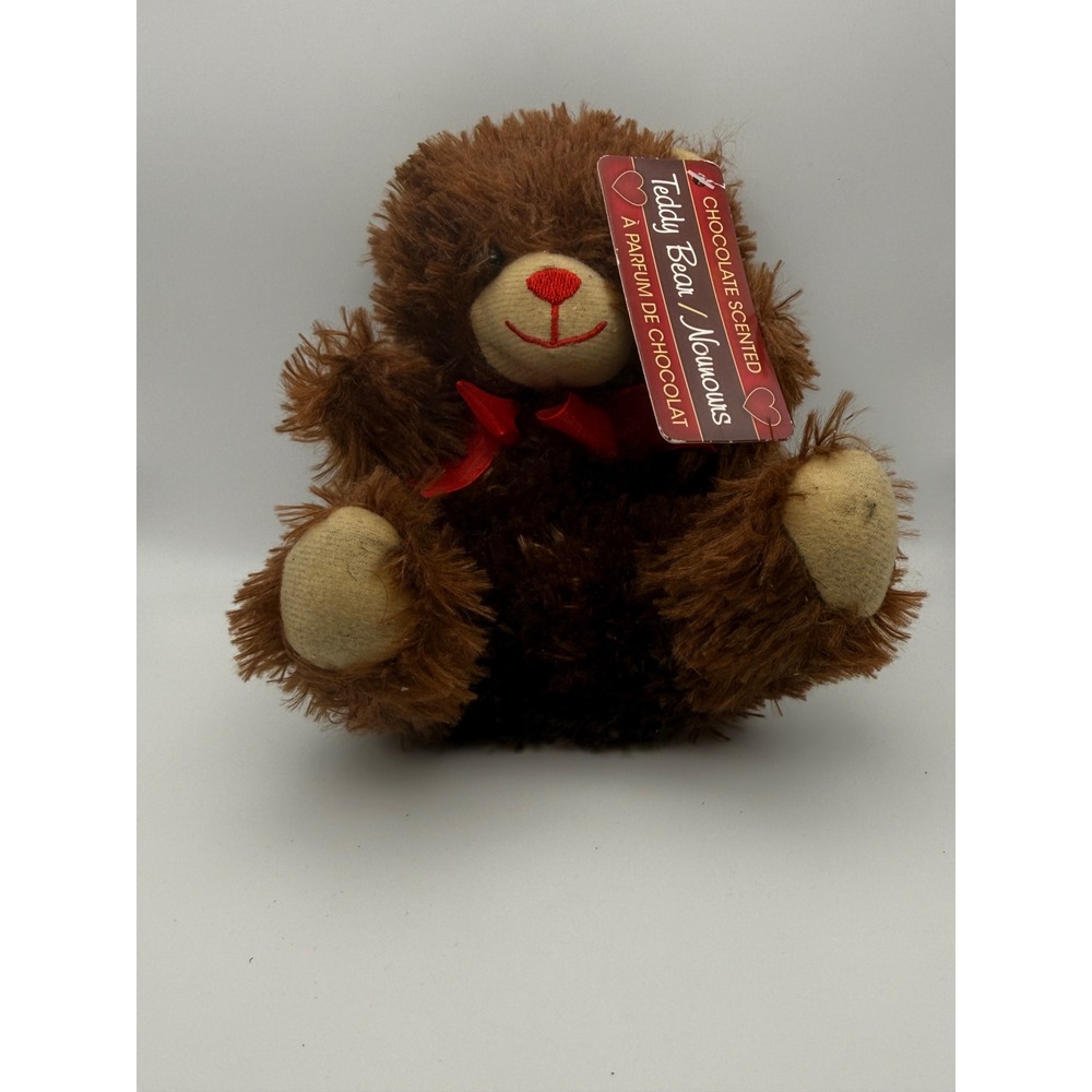 Chocolate Scented Brown‎ Teddy Bear Plush Stuffed Animal Red Bow NWT